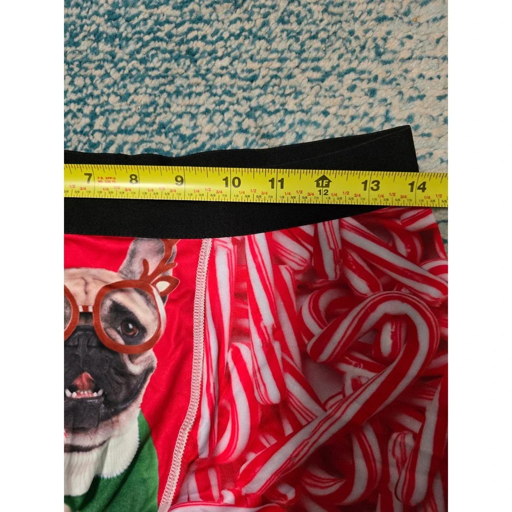 Mens Christmas Candy‎ Cane Boxer Briefs Festive Dog Print Holiday Underwear (H)